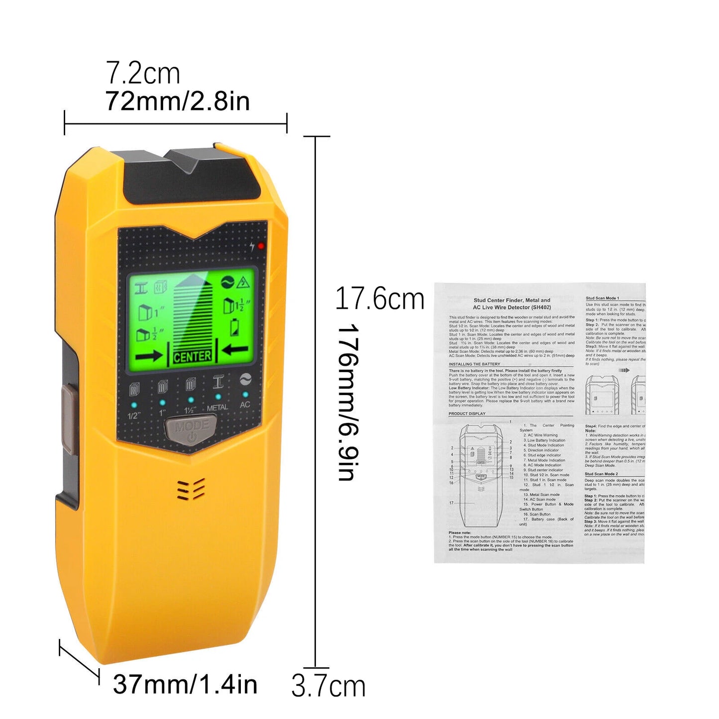 NONEDIY 5 In 1 Electronic Wall Detector Multifunctional Stud Finder
