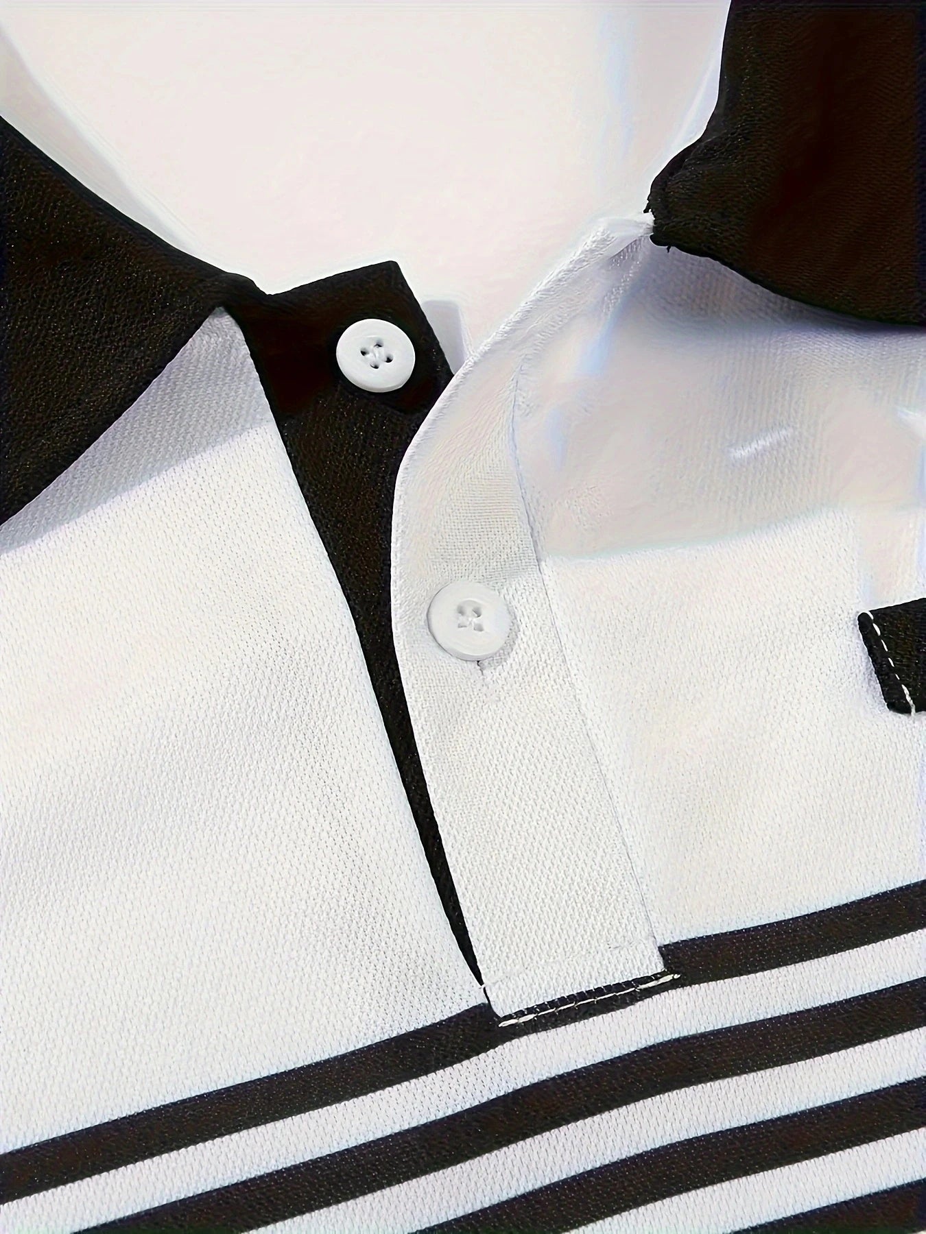 Men's V Neck Polo Shirt Striped Colorblocked Short Sleeve