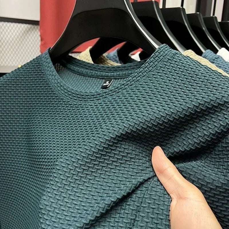 NONECN Summer Ice Silk Short Sleeve T Shirt For Men