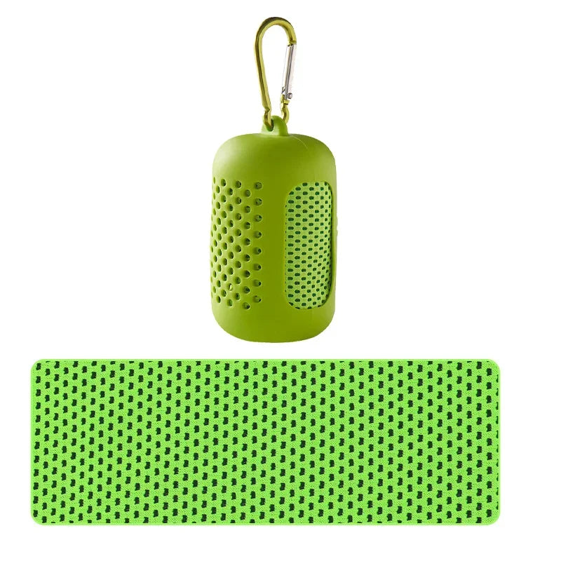 Portable Circular Silicone Wrapped Cooling Towel Quick Drying Polyester