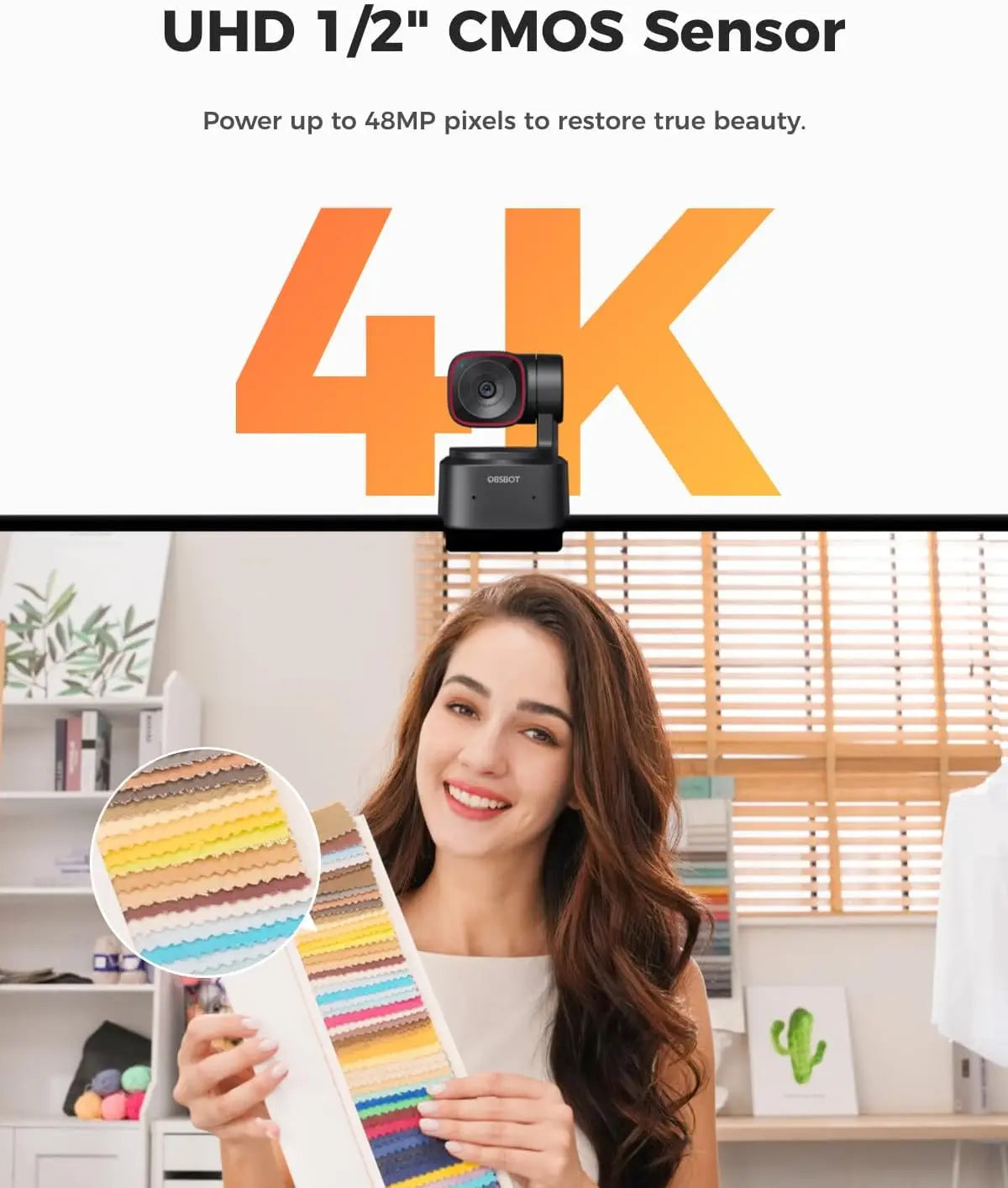 4K AI Tracking PTZ Webcam With Gesture Control 60 FPS