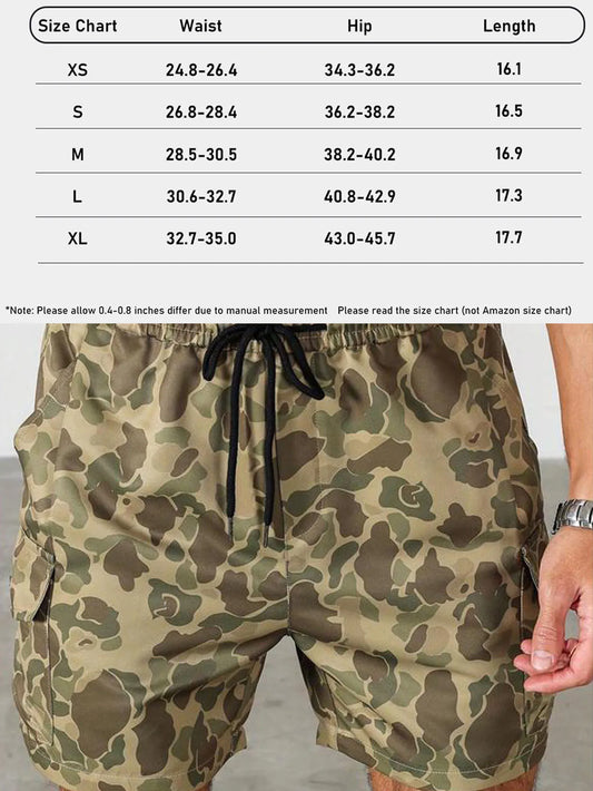NONECN Camouflage Cargo Shorts For Men With Large Pockets Polyester