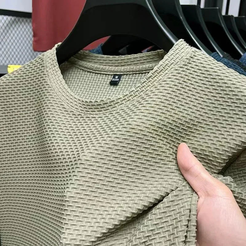 NONECN Summer Ice Silk Short Sleeve T Shirt For Men
