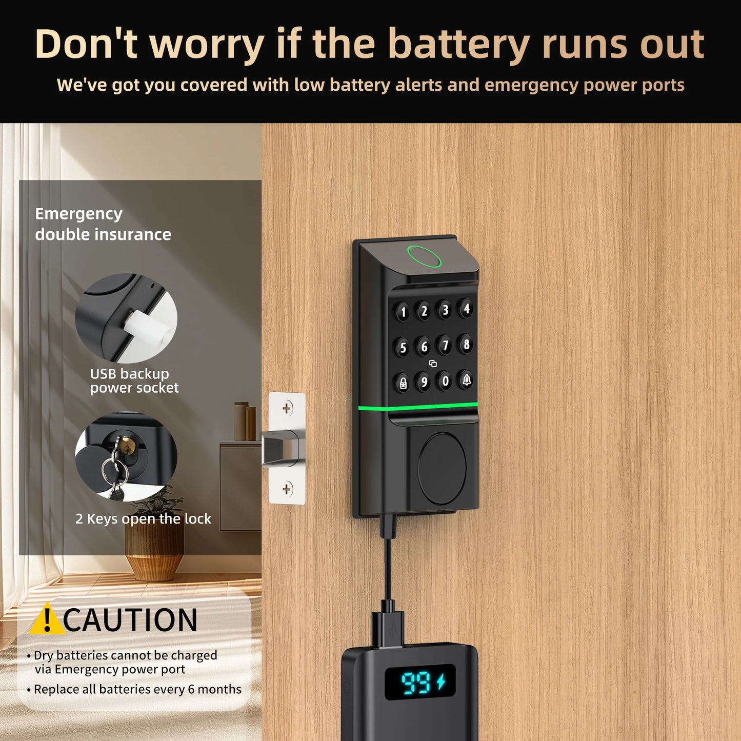Viladepot Smart Lock with Fingerprint, Keypad, Bluetooth App Control