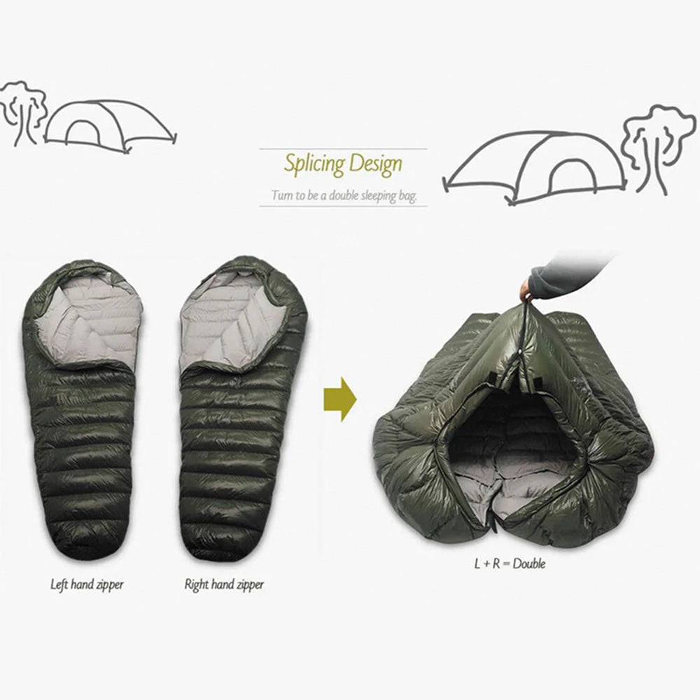 NONECN Down Sleeping Bag for Camping Winter Warm Waterproof Outdoor