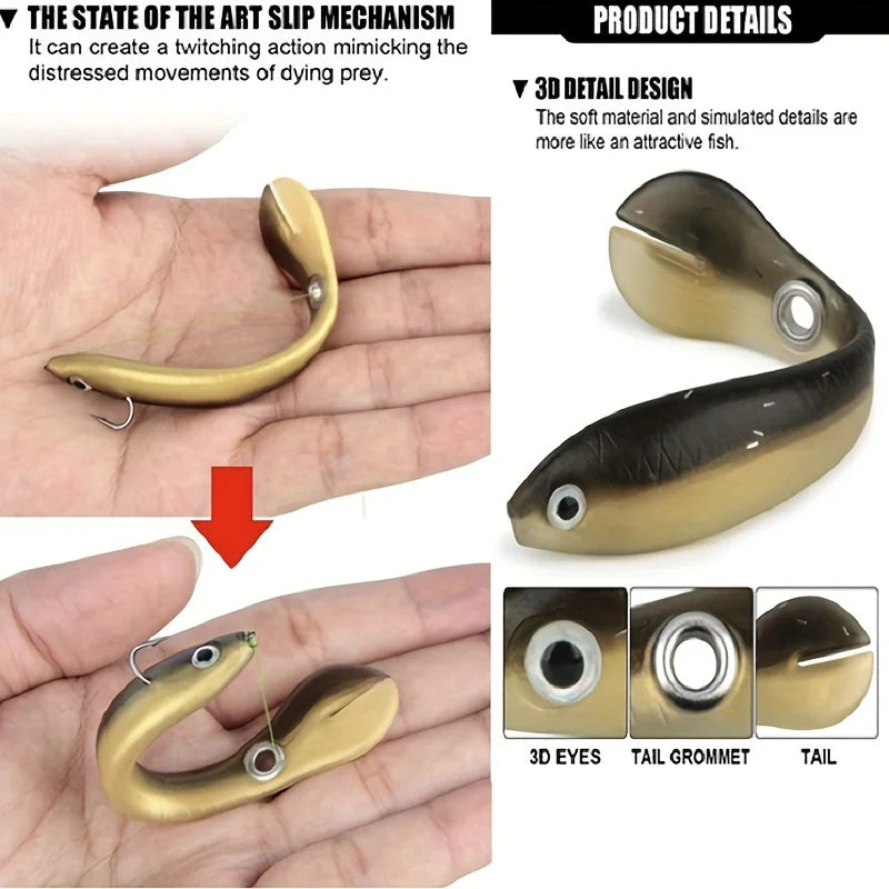 Five Piece Bionic Soft Bait Kit With Sliding Mechanism Lure