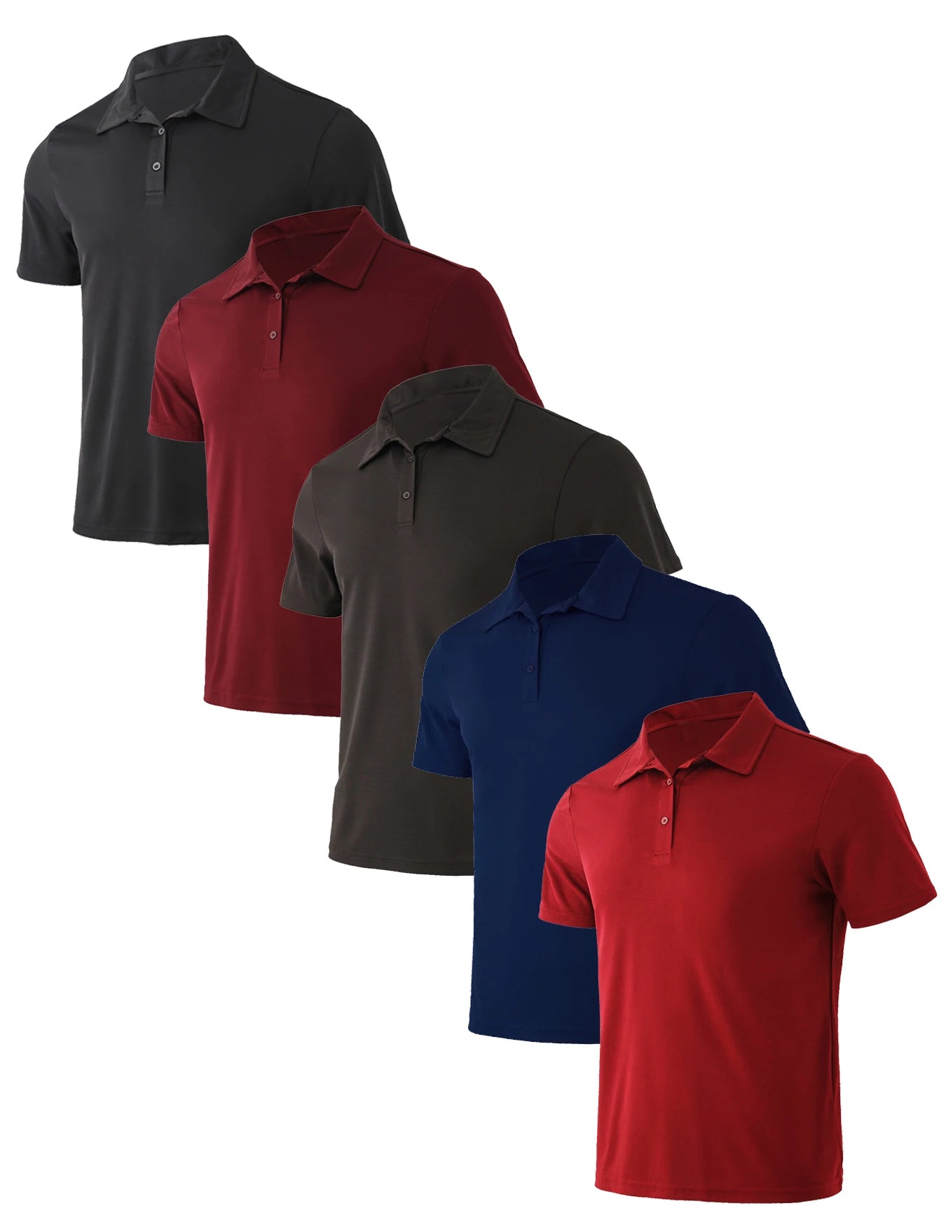 Mens Polo Shirt Polyester Breathable Quick Dry Short Sleeve