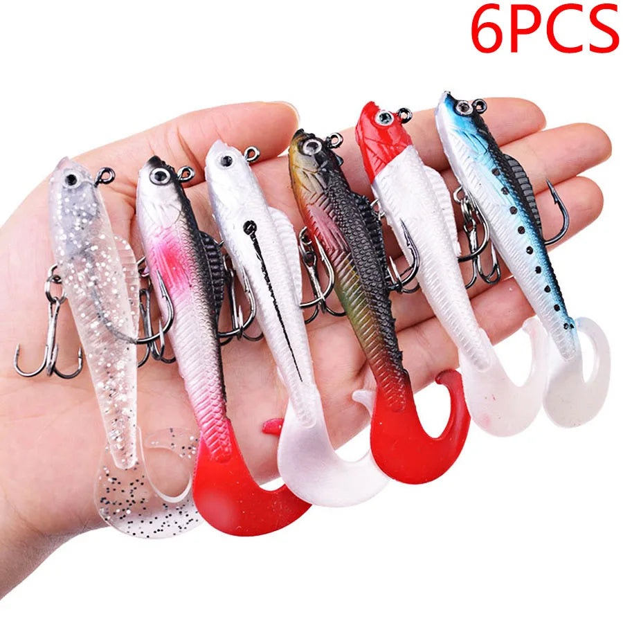 6Pcs Wobblers Soft Silicone Lures For Sea Bass Pike Carp
