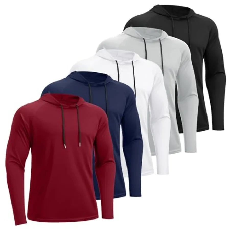 5 Pack Men's Fishing Shirts Long Sleeve UPF Hoodie