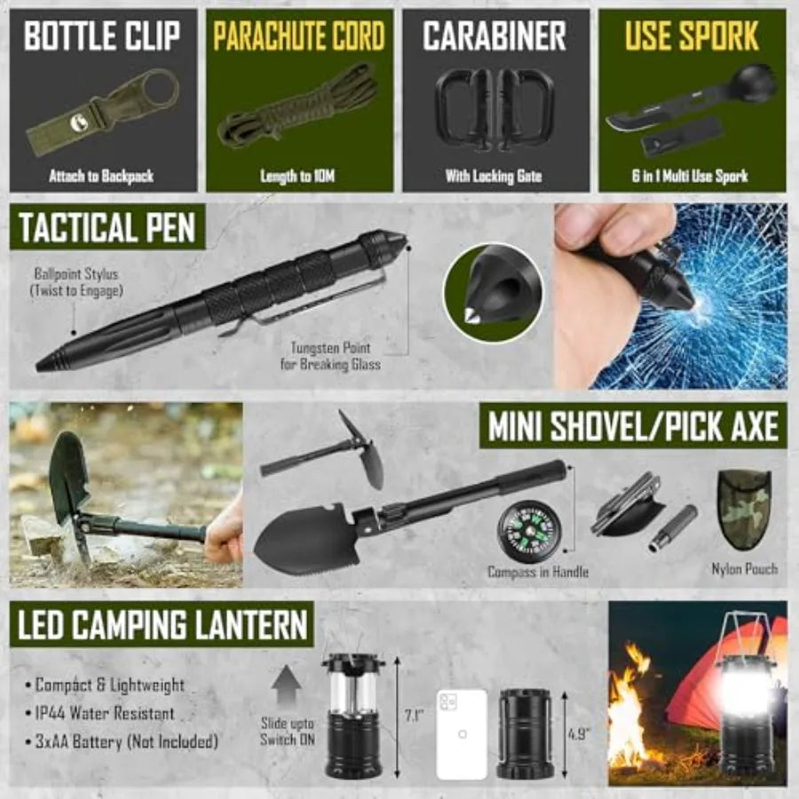268 Pcs Survival Kit Emergency Gear With First Aid Kit Crossbody Bag
