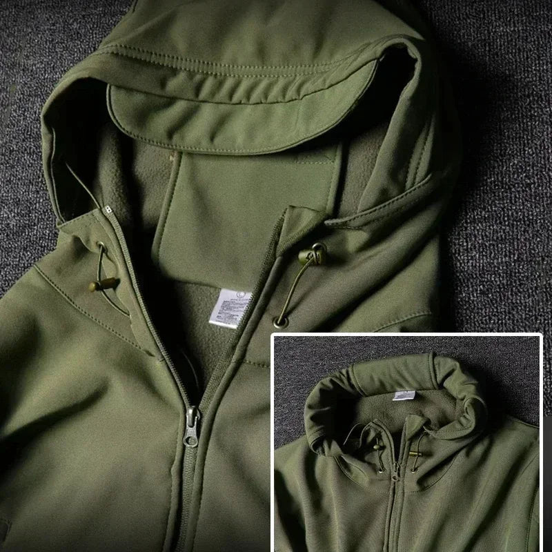 AUKUPKEE Tactical Waterproof Men Camo Soft Shell Fleece Winter Suit