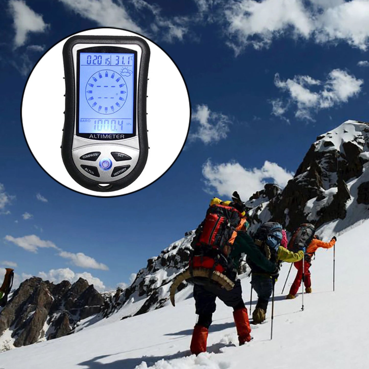 8 In 1 Handheld Digital Altimeter Compass Thermometer Backlight Barometer