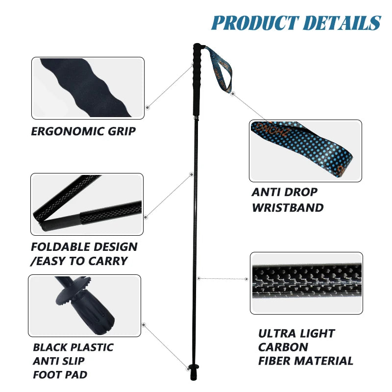 OKHEALINGCN Carbon Fiber Collapsible Trekking Poles for Hiking