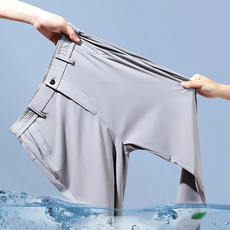 NONECN Ultra Thin Ice Silk Men Casual Trousers Quick Dry