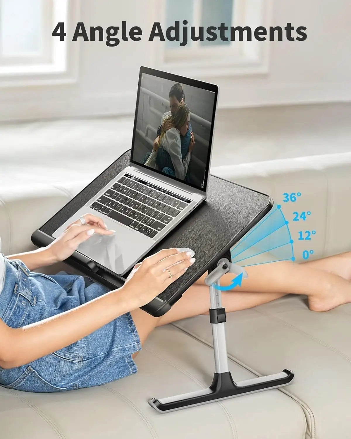 Foldable Adjustable Laptop Bed Tray With Storage Drawer