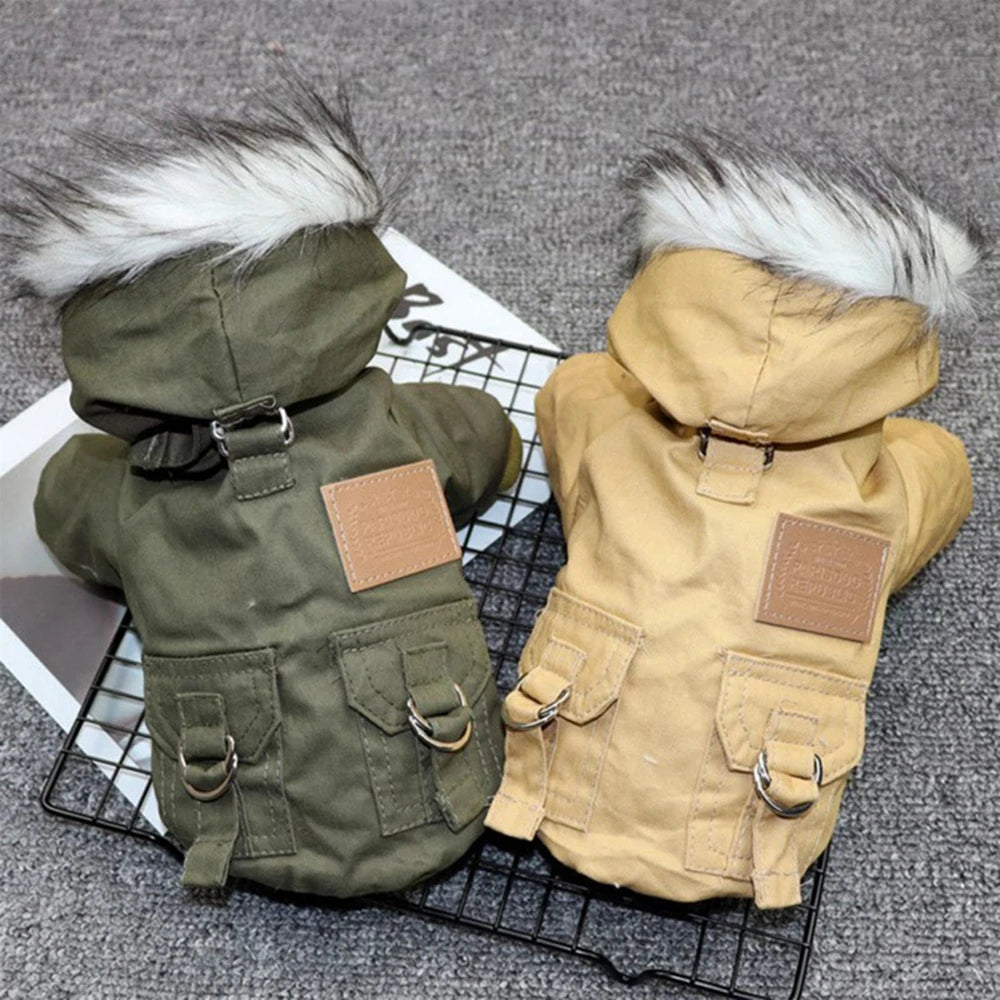Pet Dog Jacket With Harness Winter Heavy Windproof Outdoor Coat
