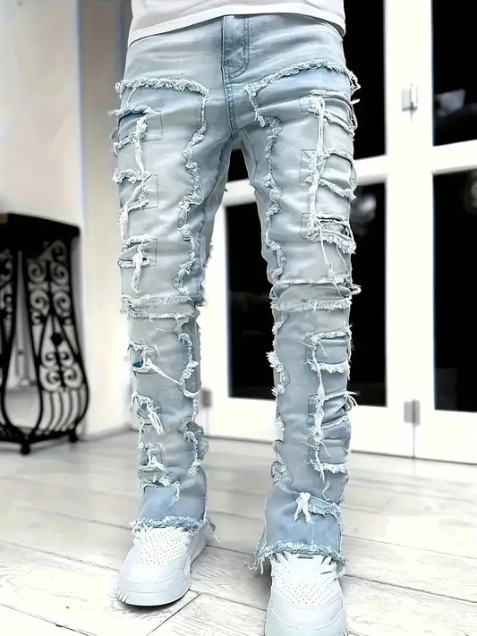 Hip Hop Jeans For Men Slim UltraStretch Denim Pants Casual