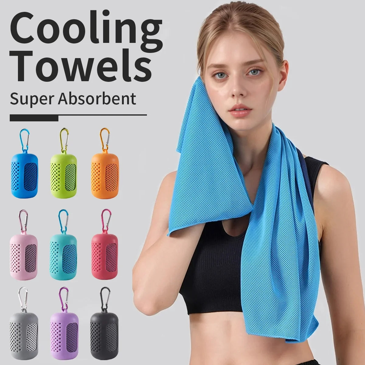 Portable Circular Silicone Wrapped Cooling Towel Quick Drying Polyester