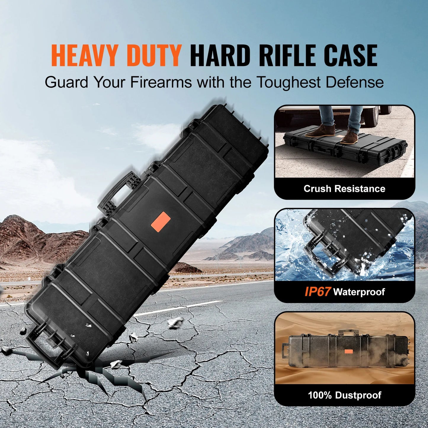Hard Rifle Case Airsoft Long Gun With Casters Waterproof Shockproof