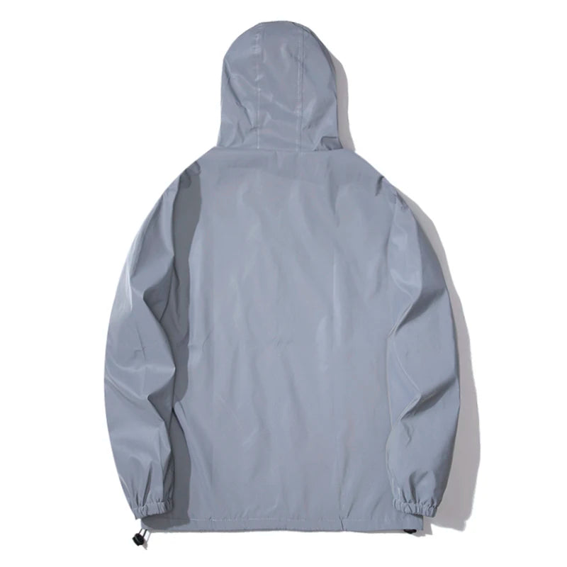 Neverfunction Night Reflective Hooded Windbreaker Jacket For Men