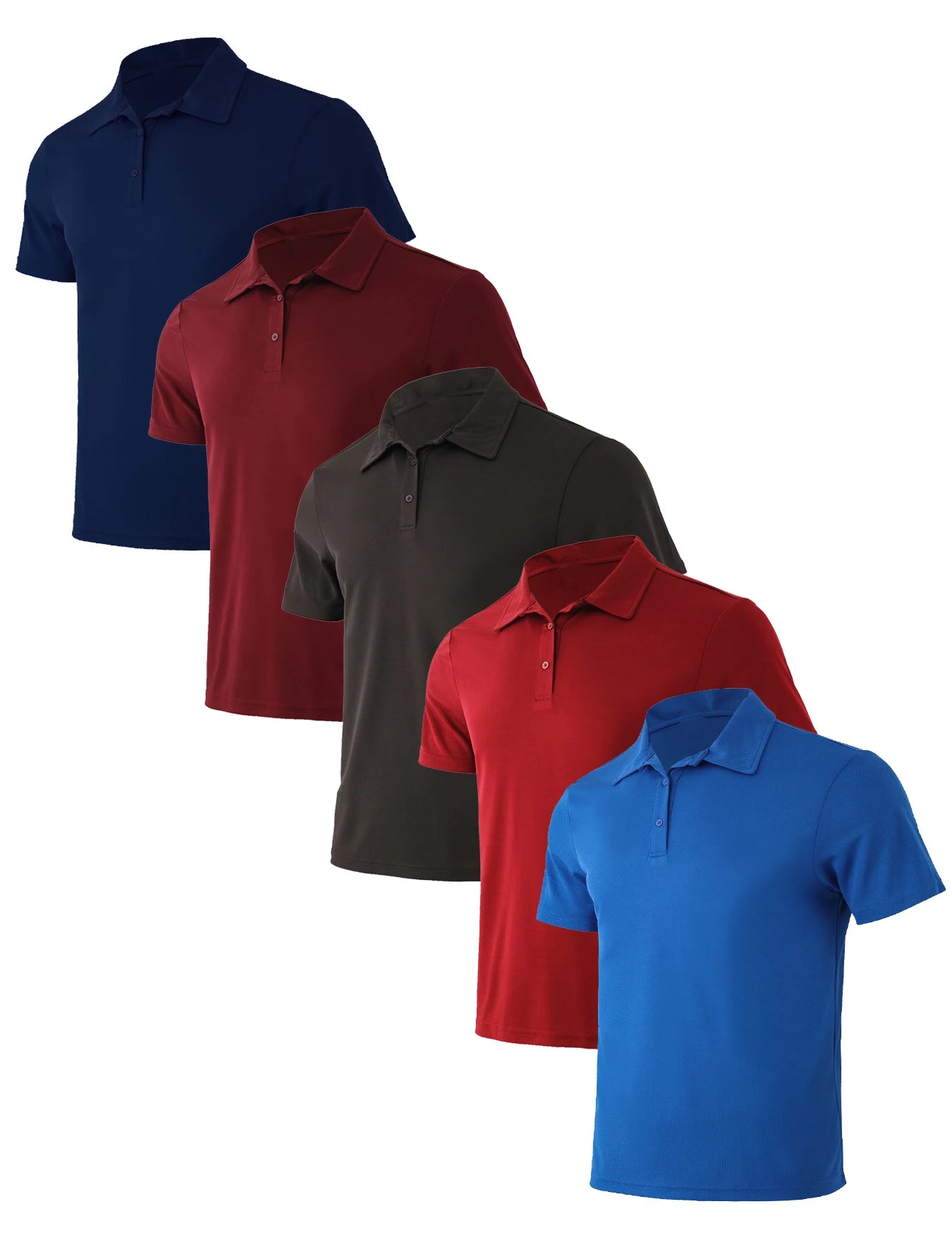 Mens Polo Shirt Polyester Breathable Quick Dry Short Sleeve