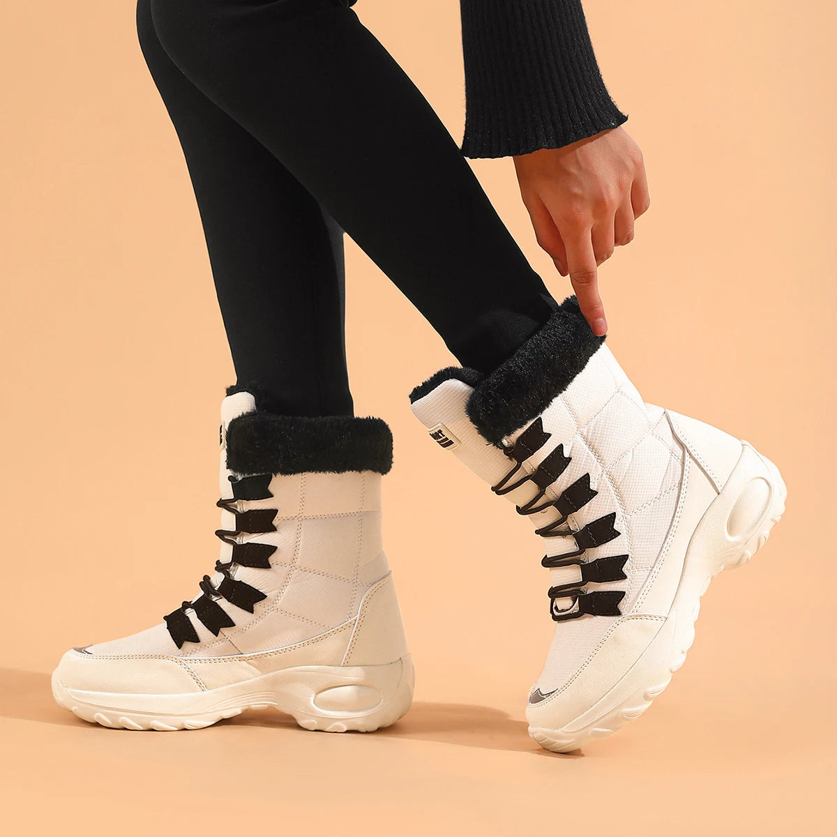 Womens Snow Boots Mid Calf Waterproof Winter Warm Hiking