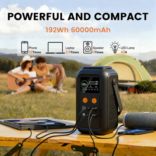 CTOLITY 200W LiFePO4 Power Station 192Wh 60000mAh USB TypeC