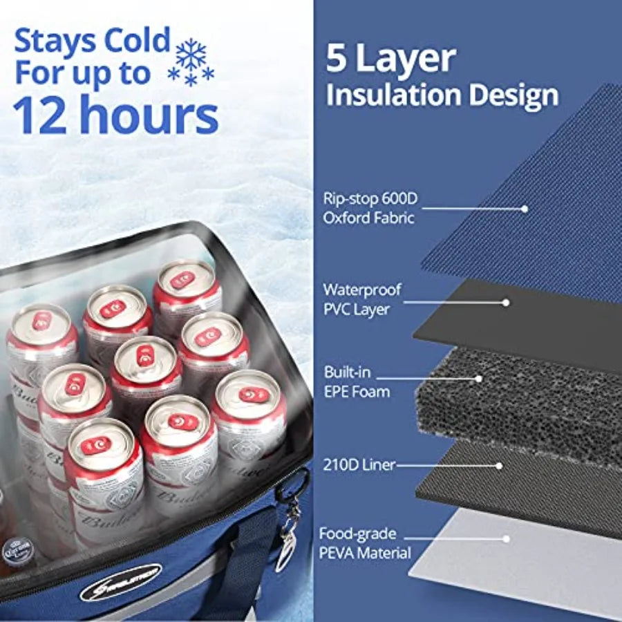 Collapsible Soft Cooler Bag Flip Top Lid Beach Ice Chest