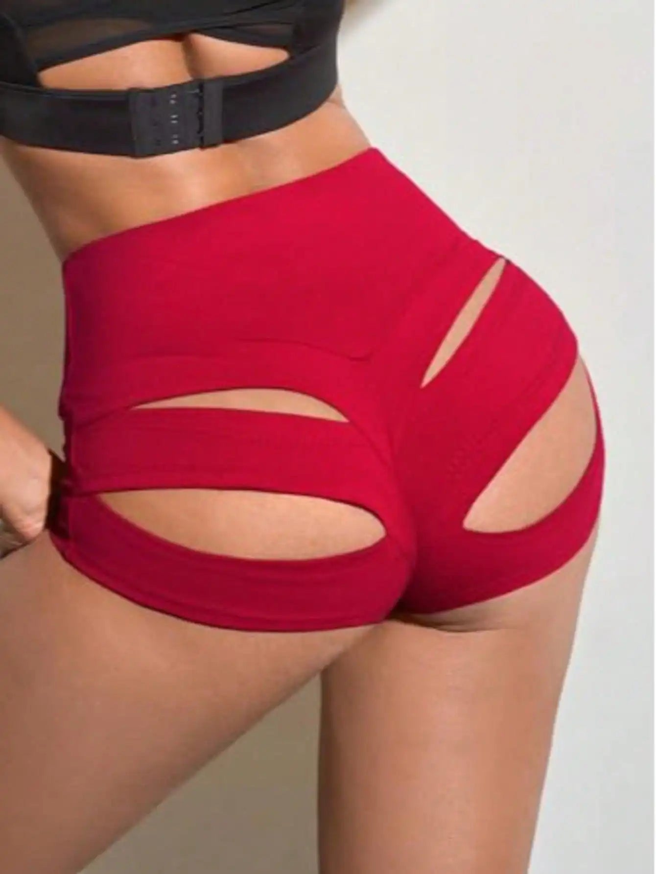 Fisoew Womens High Waisted Sculpting Yoga Shorts With Ventilation