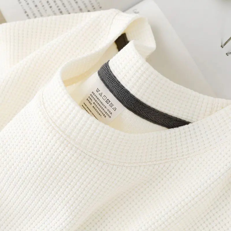 Unisex Waffle Knit Short Sleeve T Shirt For Summer