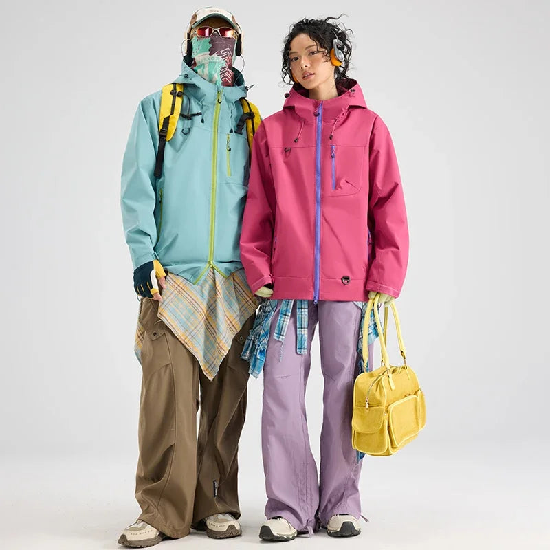 Unisex Waterproof Hiking Jacket Hooded Windbreaker Outdoor Activities