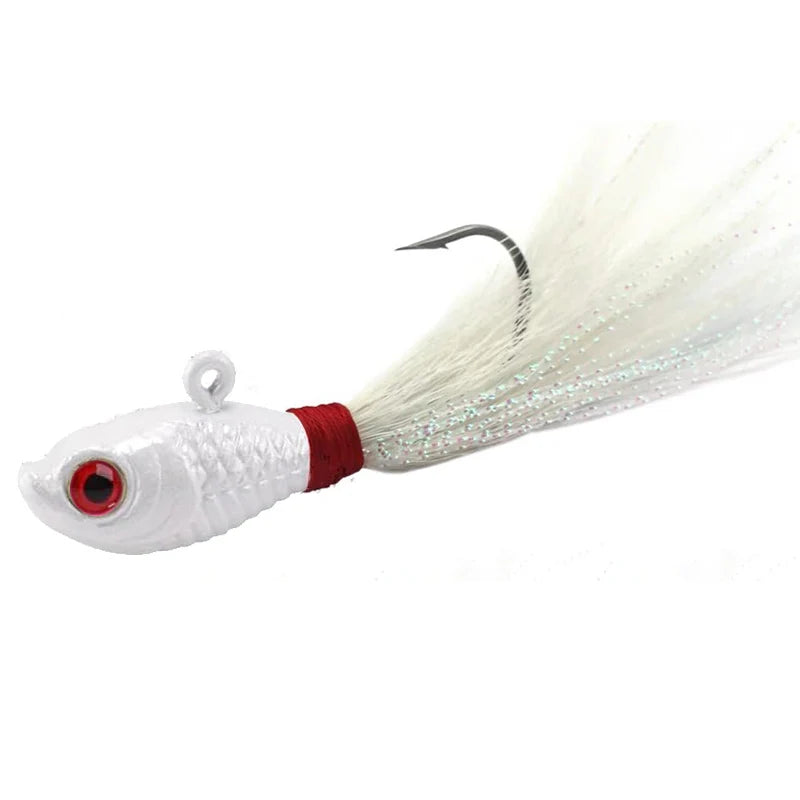 Three Piece Bucktail Jig Heads Lures For Saltwater Freshwater Fishing