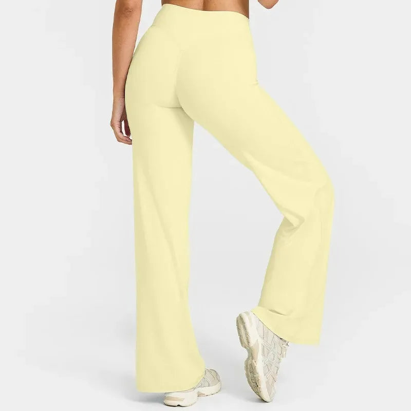 Women's Mid Waist Soft Butter Fabric Straight Leg Sport Trousers