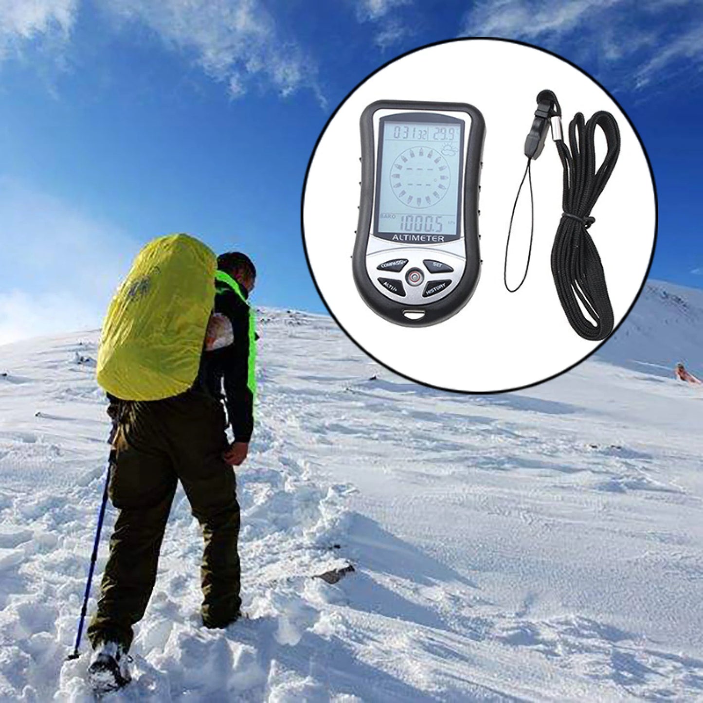 Portable Digital Altimeter Eight In One With Compass Barometer