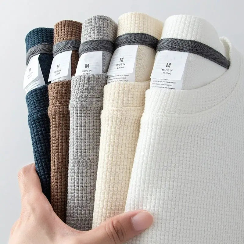 Unisex Waffle Knit Short Sleeve T Shirt For Summer