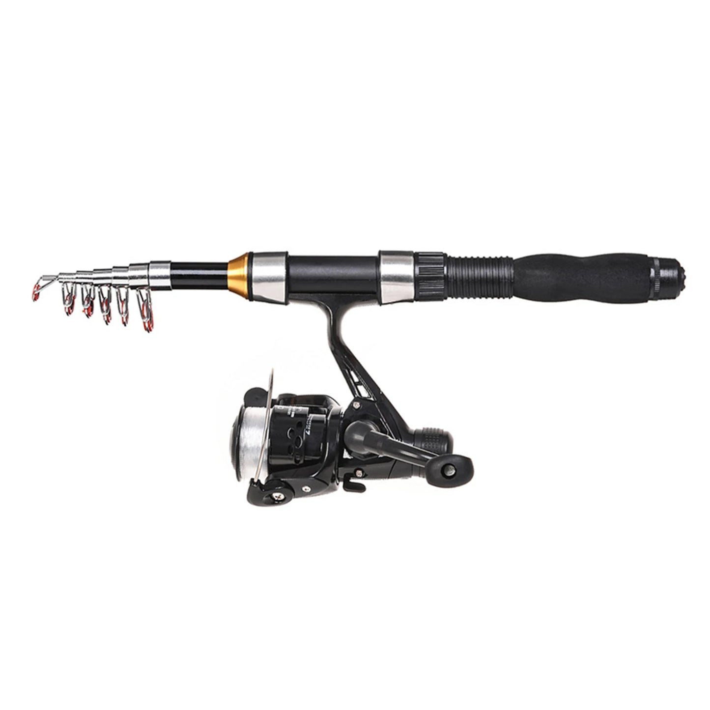 Telescopic Fishing Rod And Reel Combo Kit With Hooks Lures Swivels Storage Bag