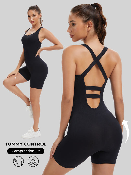 Knit Booty Lifting Bodysuit Quick Dry Running Yoga Outfit