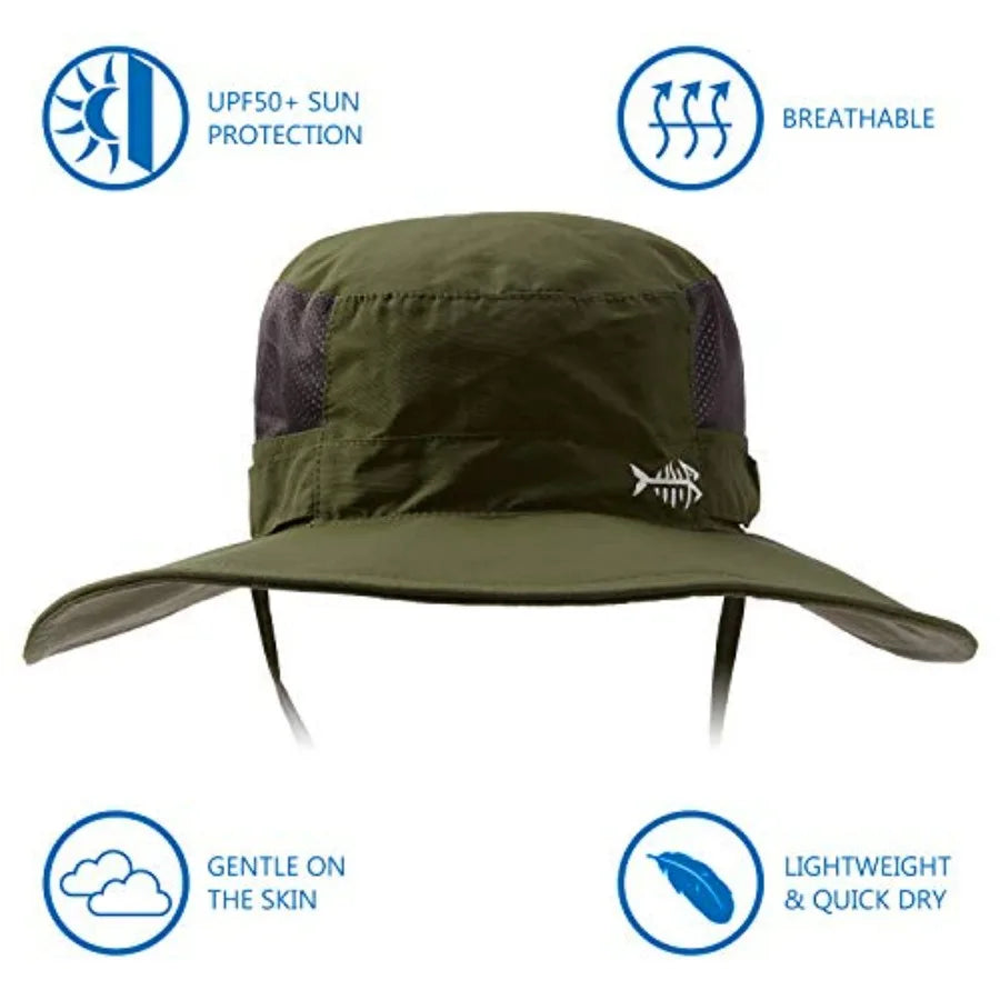 UPF 50 Plus Fishing Hat Water Resistant Detachable Neck Flap