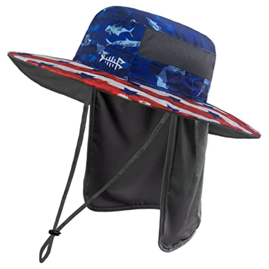 UPF 50 Plus Fishing Hat Water Resistant Detachable Neck Flap