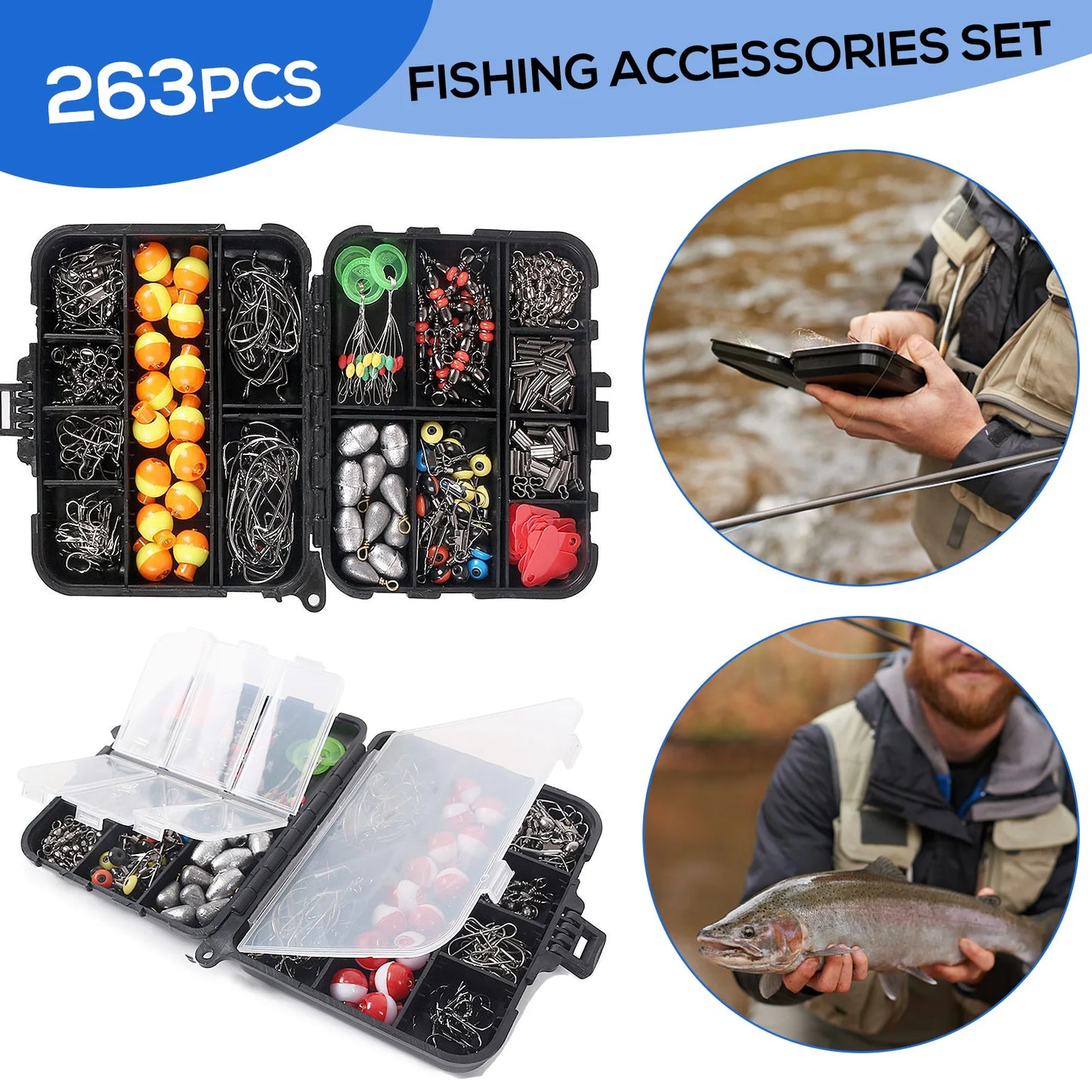 Docooler 263-Piece Fishing Accessories Set With Tackle Box