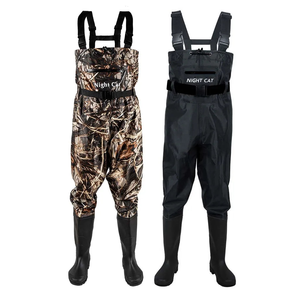 Nylon PVC Waterproof Chest Waders With Boots For Fishing