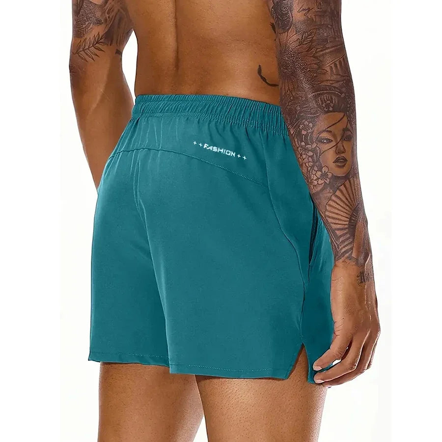 Men Summer Beach Shorts With Elastic Waist And Dual Pockets