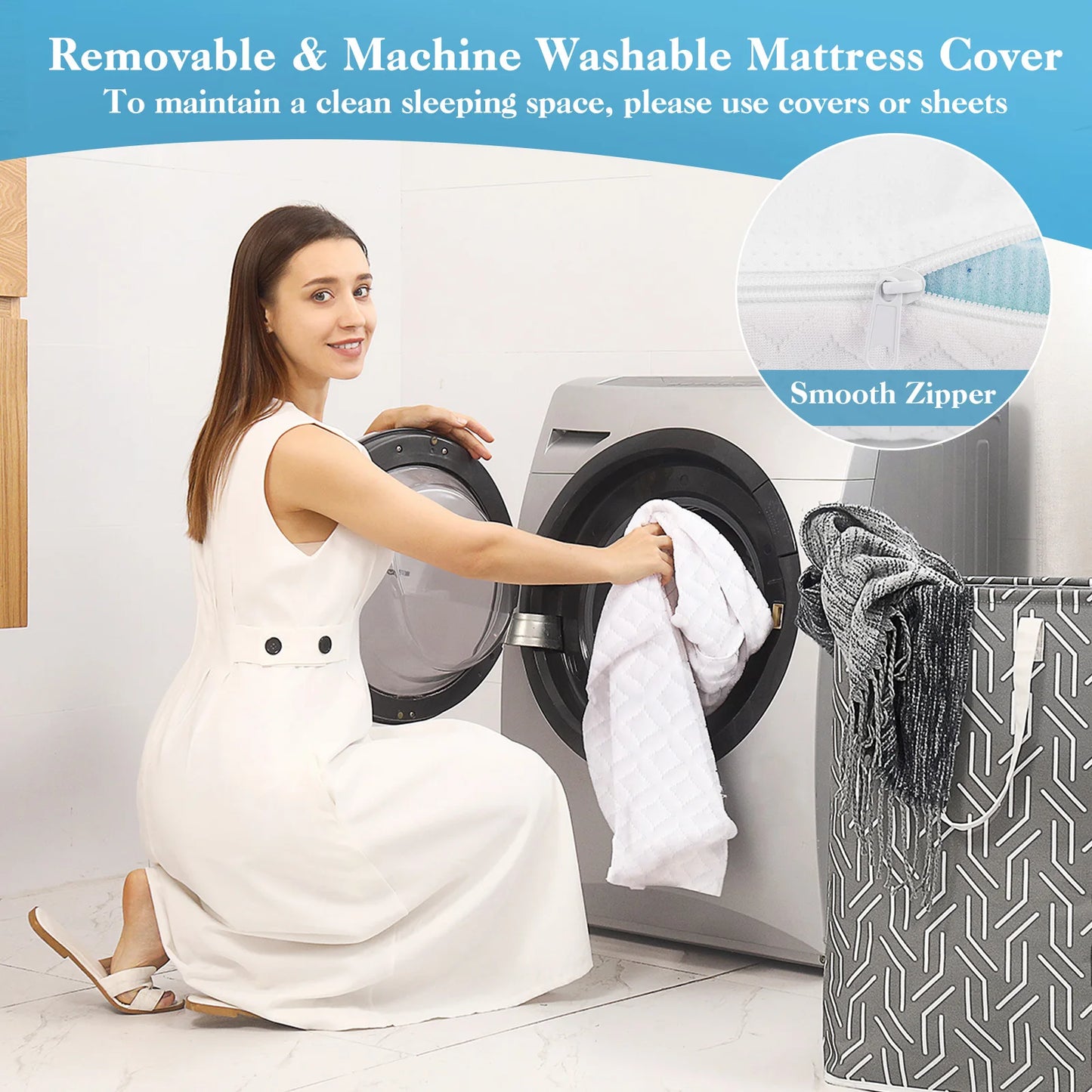 HOMASIS Gel Infused Memory Foam Mattress Topper With Removable Cover