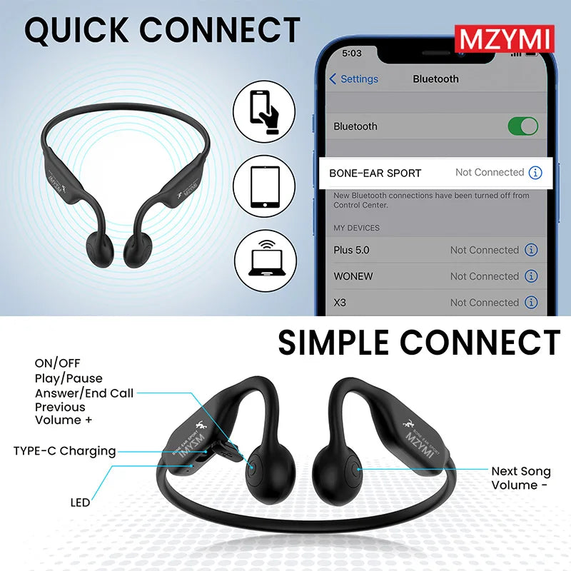 INMAS MZYMI A18 TWS Earphone Neckband Bone Conduction IP56