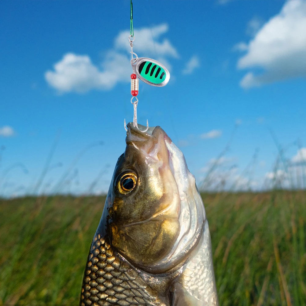 JOCESTYLE Metal Spoon Spinner Fishing Lure With Treble Hooks