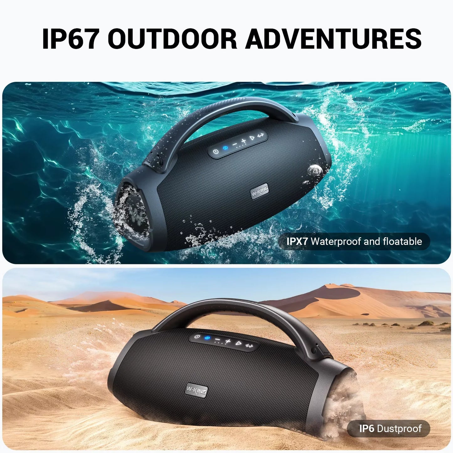 W-KING Portable Bluetooth Speakers with Massive Bass and Waterproof Design