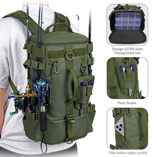 Multifunctional Fishing Backpack For Men With Rod Storage Outdoor Sports
