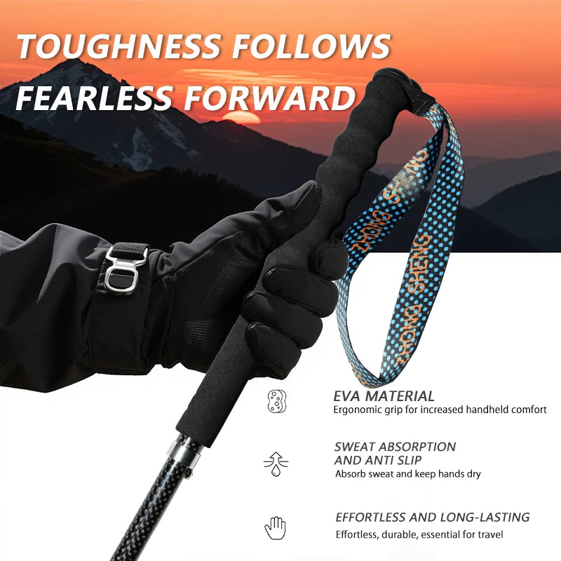 OKHEALINGCN Carbon Fiber Collapsible Trekking Poles for Hiking